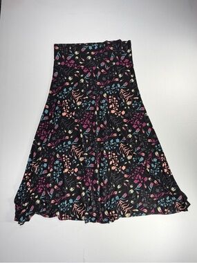 LuLaRoe Skirt Black Floral Womens 2XL Maxi A Line Boho Cottagecore slinky